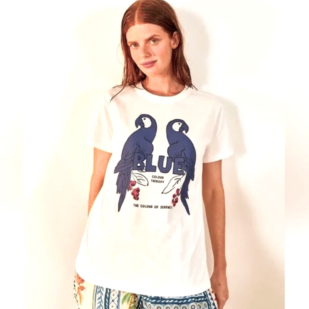 Farm Rio Graphic Tee Color Therapy Blue Serenity